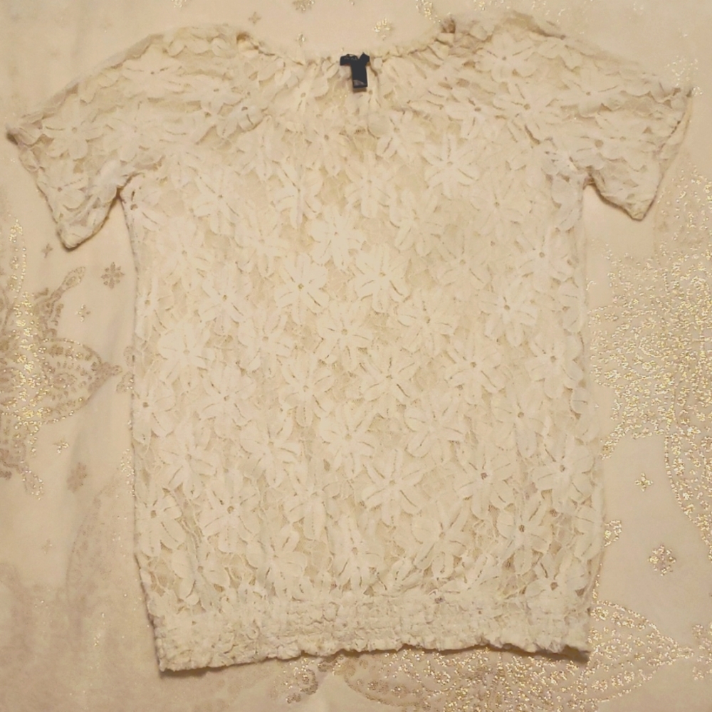 Sheer Cream Lace Blouse